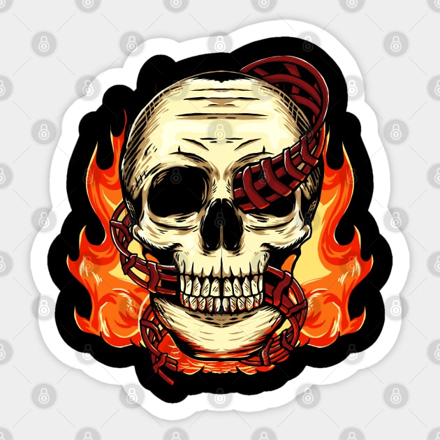 Flaming Skull Coaster Sticker by Sean Evans